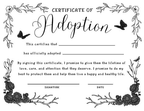 Digital Download Adoption Certificate Laz Etsy