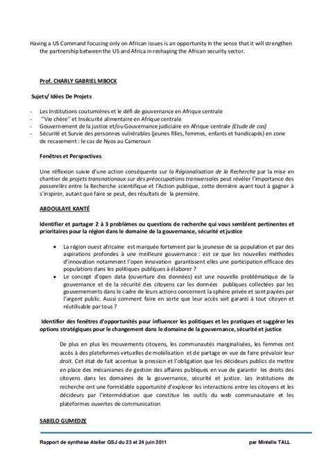 Rapport De Synthese Exemple