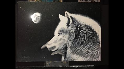 How To Paint A Wolfs Head And Moon In Acrylic Painting Art Painting