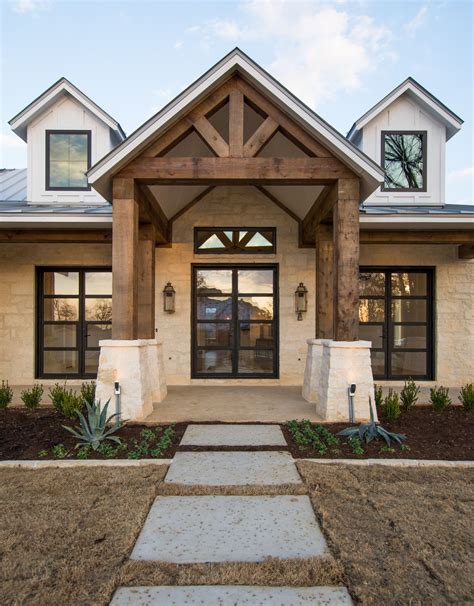 Rustic Wood Beams Color And Overall Style Pitched Roof Over Porch