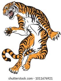 Aggressive Tiger Tattoo Style Vector Illustration Stock Vector Royalty
