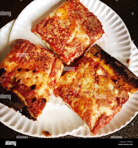 Sicilian Pizza Slices Landb Spumoni Gardens Brooklyn New York Stock