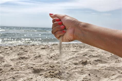 Sea Female Hand Draws A Heart In The Sand Stock Image Image Of Nature Coast