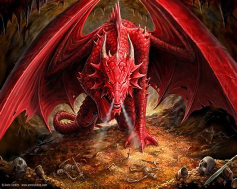 Red Dragon Illustration Dragon Digital Art Fantasy Art Anne Stokes