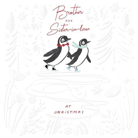 brother and sister in law skating penguins christmas card cards