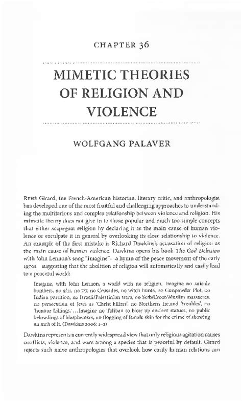 Pdf Mimetic Theories Of Religion And Violence Wolfgang Palaver