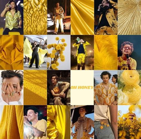 Harry Styles Wall Kit Yellow Aesthetic Photo Collage Digital Etsy