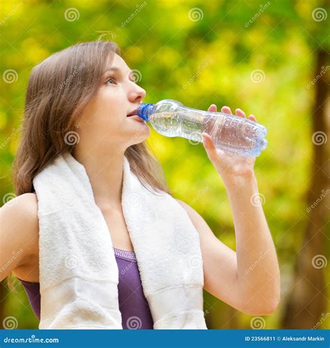 Woman Drinking Water After Fitness Exercise Stock Image Image 23566811