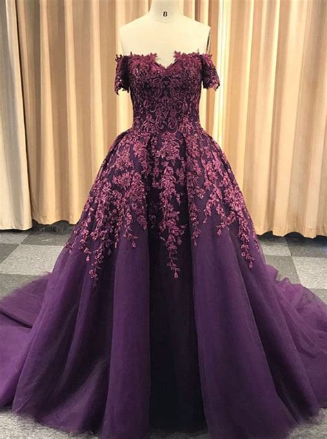 Dark Purple Prom Ball Gownoff The Shoulder Prom Gownsprincess Prom G