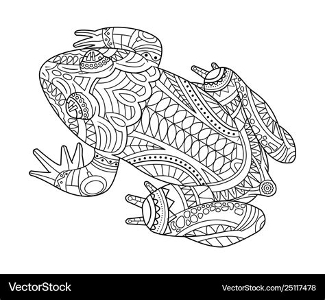 Hand Drawn Frog For Coloring Book For Adult Vector Image