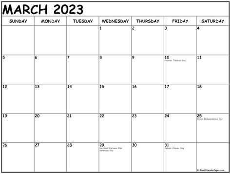 Printable Calendar March 2022 With Holidays