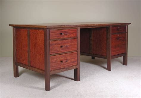 Hand Crafted Solid Walnut And Bubinga Desk By John Landis Cabinetworks