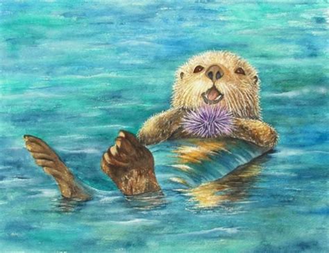 Otterandurchin Painting Realistic Watercolor Art