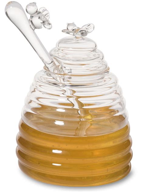 Glass Honey Pot With Dipper Honey Jar Honey Dispenser Honey Pot