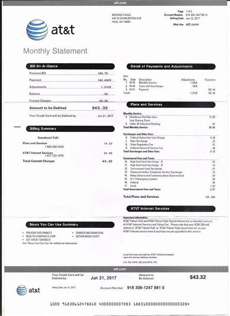 Fake Utility Bill Template Unique Atandt Phone Bill Utility Statement Gas