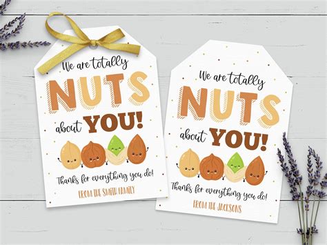 Nuts T Tag Thank You Label Editable Totally Nuts About Etsy