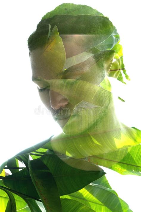 Portrait Of A Man And Vibrant Leaves Combined In A Double Exposure