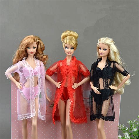 Sexy Pajamas Lingerie Lace Long Coat Bra Underwear Clothes For Barbie Doll Shopee Malaysia