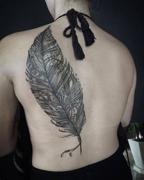 Sketch Work Feather Tattoo On The Back Feather Tattoos Tattoos Feather Tattoo