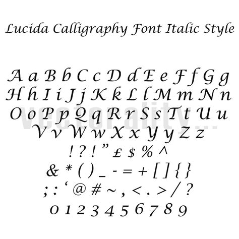 Lucida Calligraphy Font Italic Style Alphabet Letters Vector Etsy
