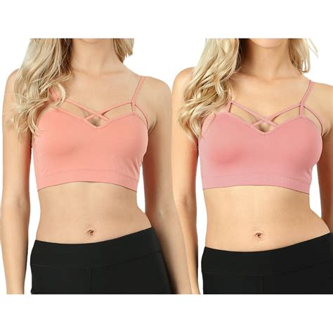 thelovely women seamless criss cross front sports bra bralette with removable pads walmart