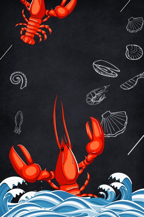 Seafood Lobster Creative Food Poster Background Wallpaper Image For