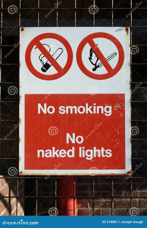 Sign No Smoking Naked Lights Stock Photo Image