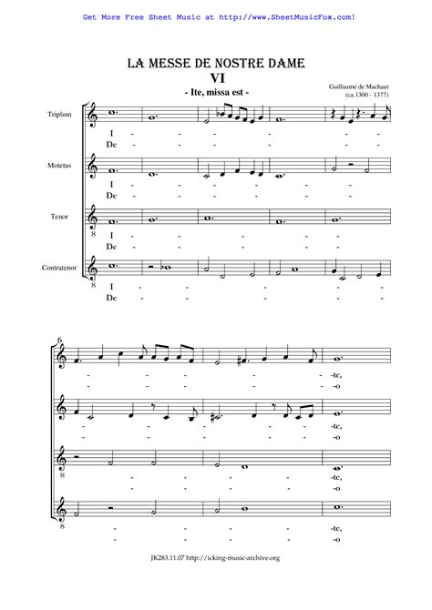 Messe De Nostre Dame Guillaume De Machaut - Free sheet music for La messe de Nostre Dame (Machaut, Guillaume de) by