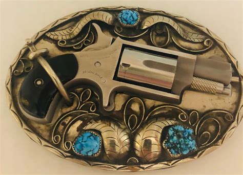 Naa 22 Mini Revolver On Sterling Silver Belt Buckle Arkansas Hunting