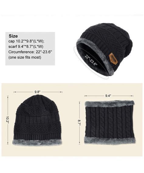 2 Pieces Winter Beanie Hat Scarf Set Warm Knit Hat Thick Knit Skull Cap