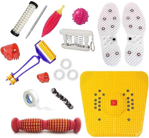 Acuhealth Ah68 Acupressure Massager Tools Kit Combo With Power Mat Foot Roller Cut