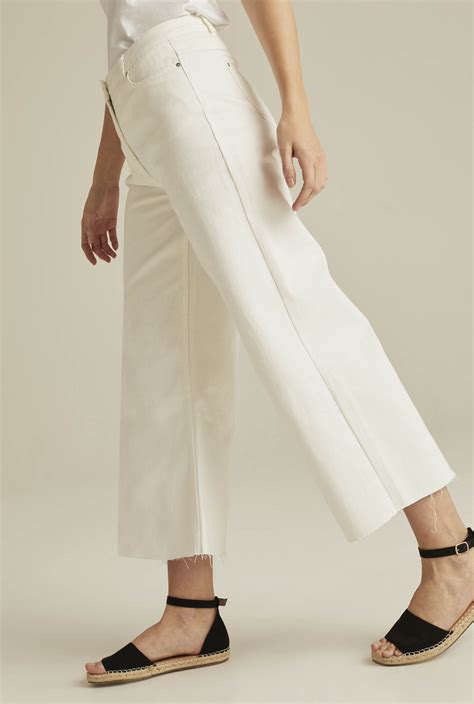 White Wide Leg Cropped Jeans Long Tall Sally