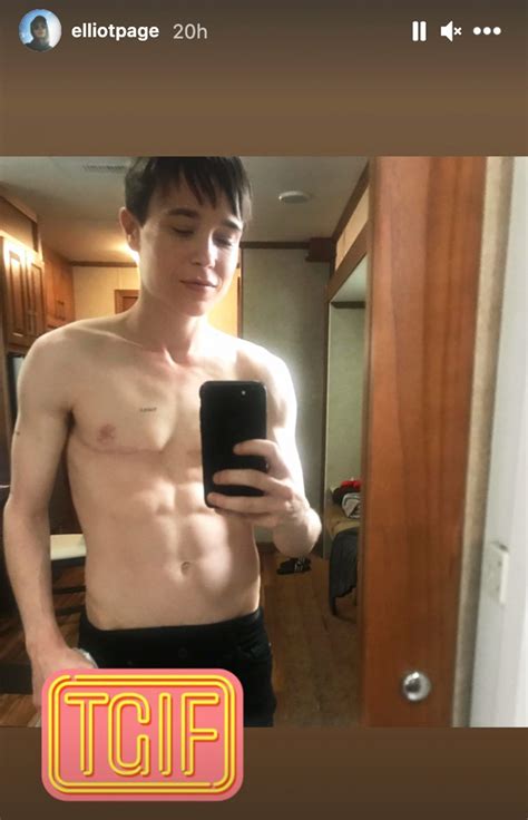 elliot page shares shirtless selfie to celebrate the weekend