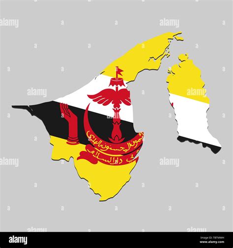 Mapa de Brunei con bandera nacional Ilustración vectorial Imagen Vector de stock Alamy
