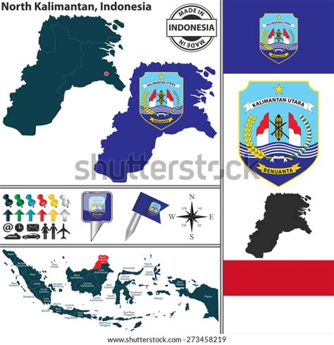 Vector Map Region North Kalimantan Coat Vector De Stock Libre De