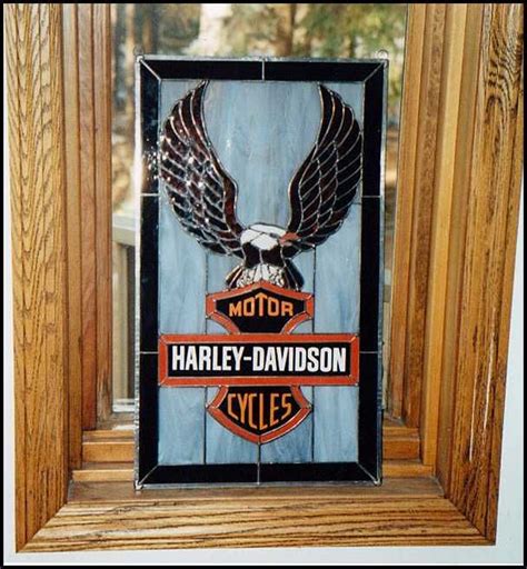 Stained Glass Harley Davidson Memorabilia Harley Davidson Stained Glass Window For Sale