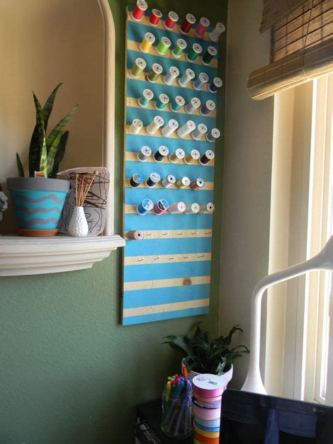 Diy Spool Holder Nails And Board Sewing Room