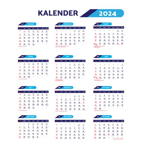 Calendar 2024 Vector Calendar 2024 Calendar 2024 Indonesia 2024