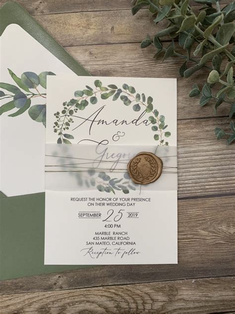 Greenery wedding invitation wax seal greenery greenery white | Etsy | Greenery wedding ...