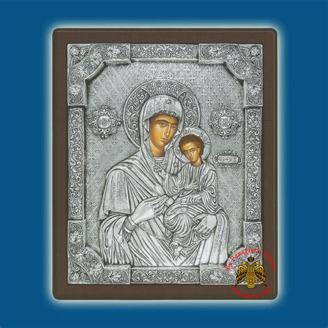 Holy Virgin Mary Theotokos Panagia Hodegetria Silver Holy Icon With