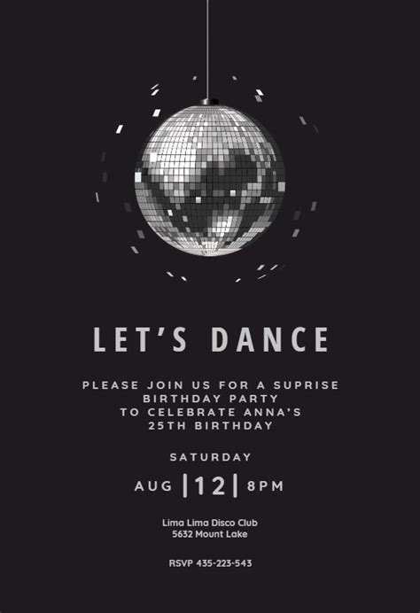disco ball party invitation template free greetings island dance party invitations