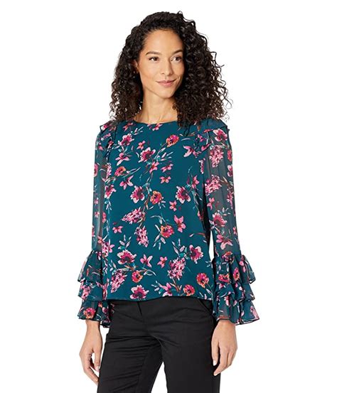 Cece Long Sleeve Floral Moment Blouse W Ruffle Cuff 6pm