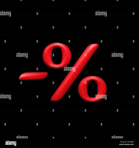 Percentage Character 3d Red Percent Sign On Black Background Vector