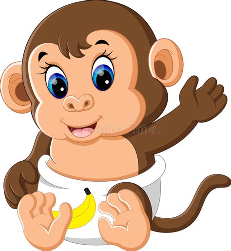 Cute Baby Monkey Cartoon Stock Vector Image 70354820