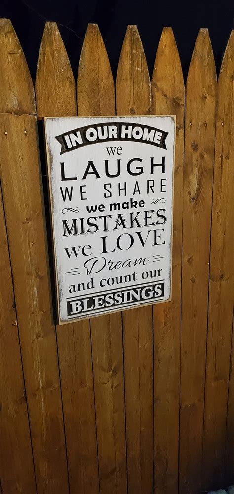 Custom Carved Wooden Sign In Our Home We Laugh We Etsy