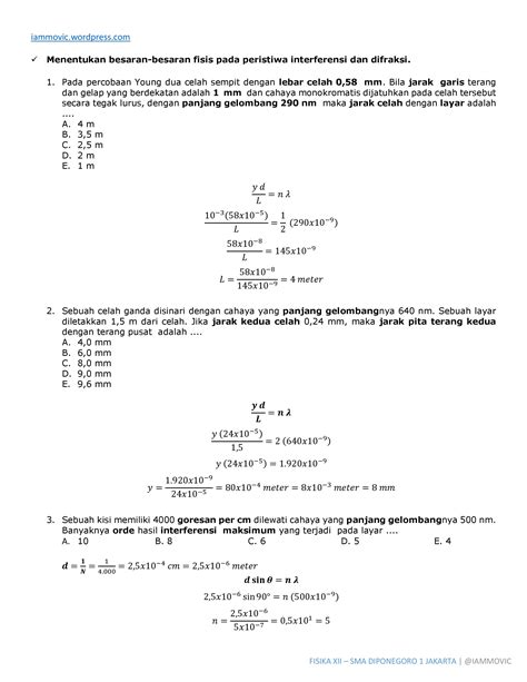 Contoh Dan Pembahasan Soal Interferensi Cahaya - vrogue.co