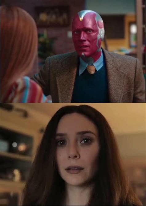 Just Vision And Wanda Looking At The Camera Breaking The 4th Wall R