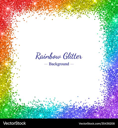 Rainbow Glitter Border Frame On White Background Vector Image