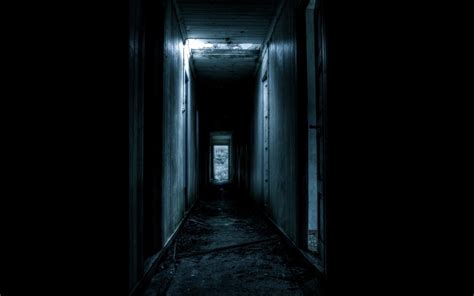 Wallpaper Night Creepy Hallway Symmetry Light Darkness