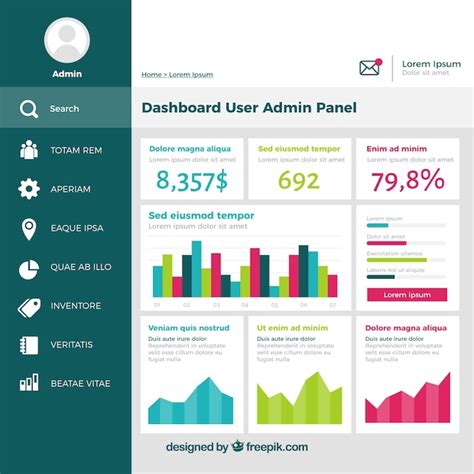 Free Vector Dashboard Admin Panel With Flat Design Vrogue
